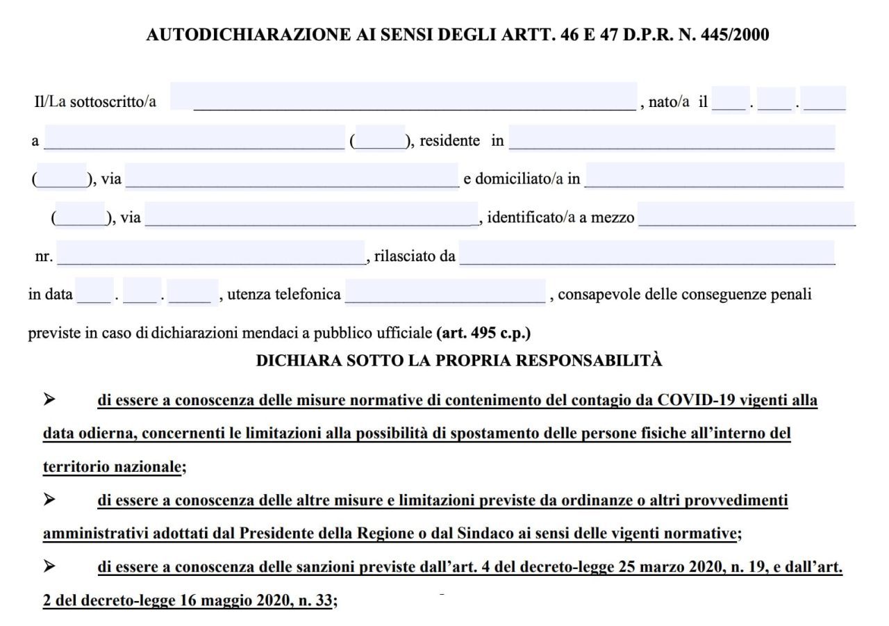 Coprifuoco Covid Autodichiarazione Per Spostamenti In Alcune Regioni